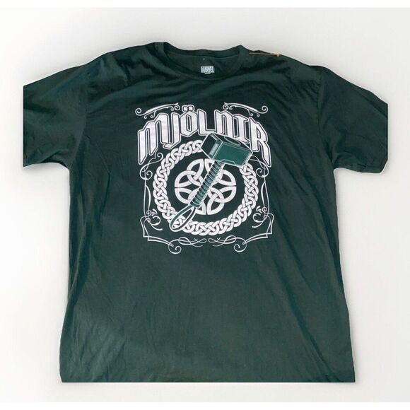 Marvel‎ Thor Mjolnir Graphic Print Green T-Shirt Men's Size 2X - Picture 1 of 4